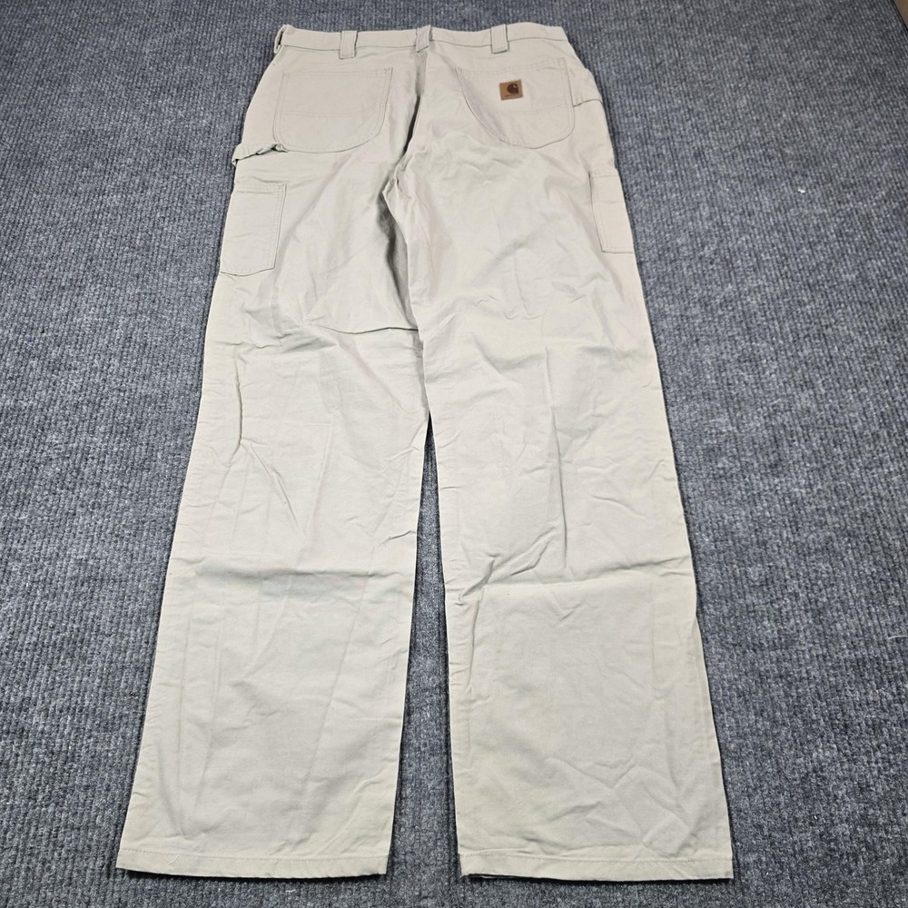 Carhartt Pants Mens 38x36 Beige Loose Original Fit Canvas Work Carpenter B151 - Picture 5 of 12